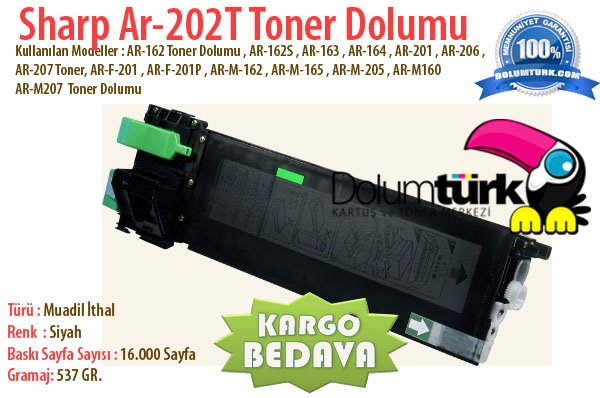 Sharp Ar-202T Fotokopi Toner Dolumu , AR-162 Toner Dolumu , AR-162S , AR-163 , AR-164 , AR-201 , AR-206 , AR-207 Toner, AR-F-201 , AR-F-201P , AR-M-162 , AR-M-165 , AR-M-205 , AR-M160 , AR-M207 Toner Dolumu